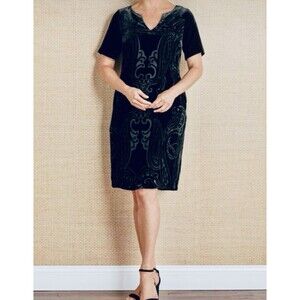 NWT Soft Surroundings Size L Venetian Velvet Burnout Dress Boho Occasion Paisley